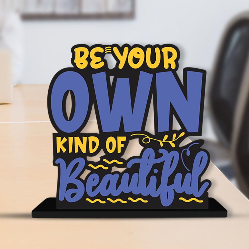 Artvibes Wooden Idols and Figurine Be Your Own Kind of Beautiful Quotes Table Decor for Office Desk Alphabet Showpiece | Home Decoration | Living Room | Modern Gifting Item (Sp_1131N)