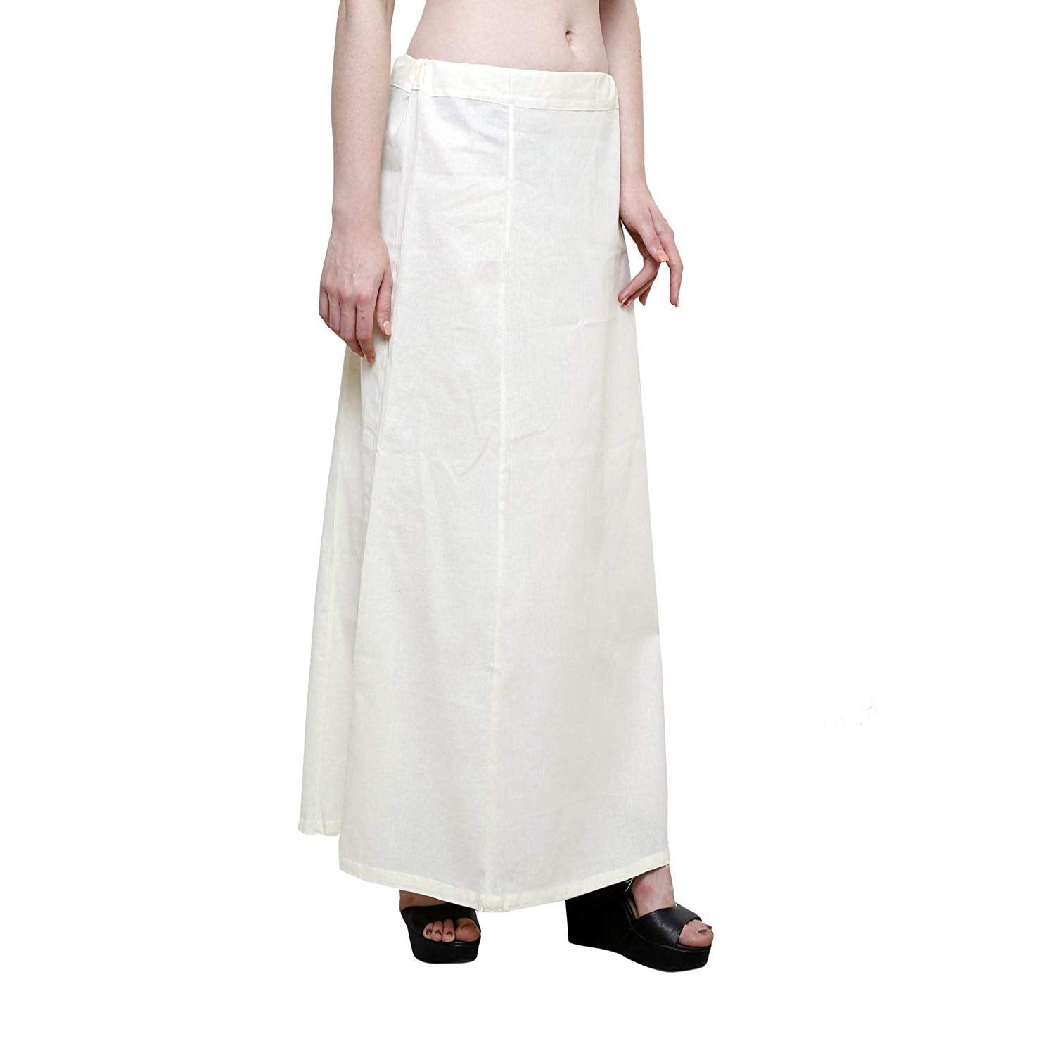Women's Cream Cotton Petticoat Saree Cotton Underskirt Adjustable Waist, Breathable & Comfort Fit Soft Inskirt for Sarees