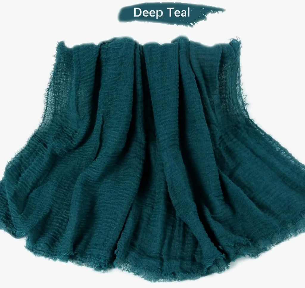 IBA ISBA COLLECTIONS Women's Crinkle Cotton Scarf, Stoles, Hijab (80 x 190 Cms) (Deep Teal)