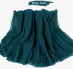 IBA ISBA COLLECTIONS Women's Crinkle Cotton Scarf, Stoles, Hijab (80 x 190 Cms) (Deep Teal)