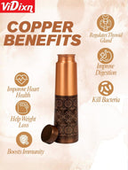 viDixn 100% Pure Copper Water Bottle 950ml – Ayurvedic Leak-Proof Copper Bottle for Drinking Water – Handcrafted Mandala Design – BPA-Free & Eco-Friendly – Improves Immunity & Digestion