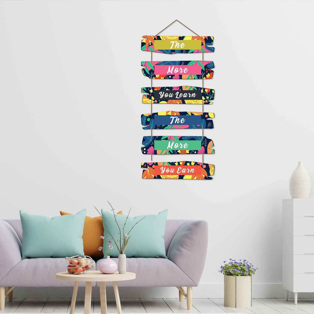 Artvibes The More You Learn Printed Wooden Wall Hanging | Quotes Decor Item | Wall Illustrations | Office Decor | Inspirational Quotes Wall Art | Mdf Wall Decoration | Gift Items (WH_3227N)