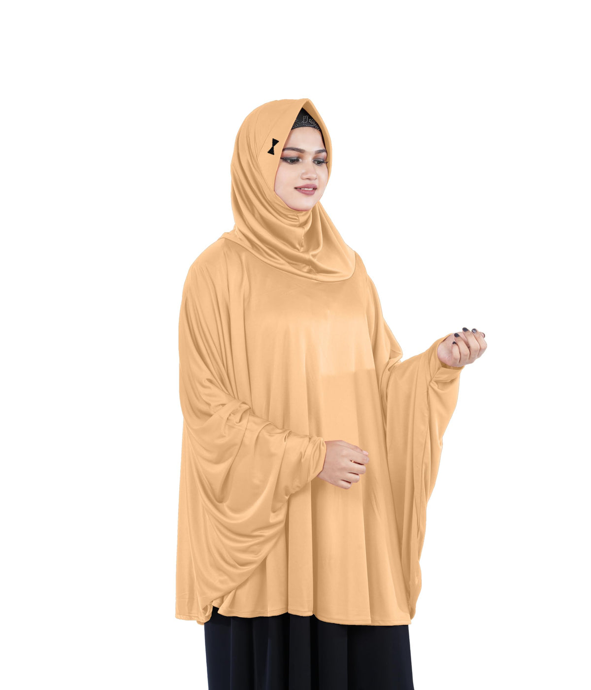 Mehar Hijab's Women's Stylish Hijab Solid Polycotton Feel Good Fabric HANANA Sleeve Hijab Free Size (Skin)