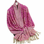 Soft Silky Revrsible Paisley Pashmina Scarf w/Fringes