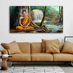 VIBECRAFTS Premium Canvas Wall Painting of Madition Buddha With Frame for Living Room Drawing Room Home|Office|Gift (PTVCH_2204)