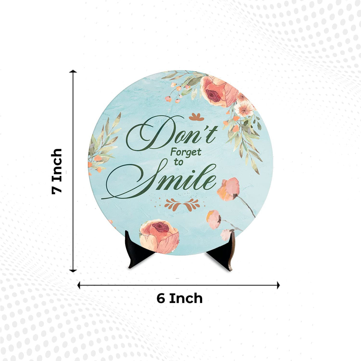 Artvibes Showpiece Idols and Figurines for Home and Office Decor | Wooden Stylish Quotes Don't Forget to Smile Table, Desk | Living Room | Modern Art Design | Show Piece Printed (SP_1202)