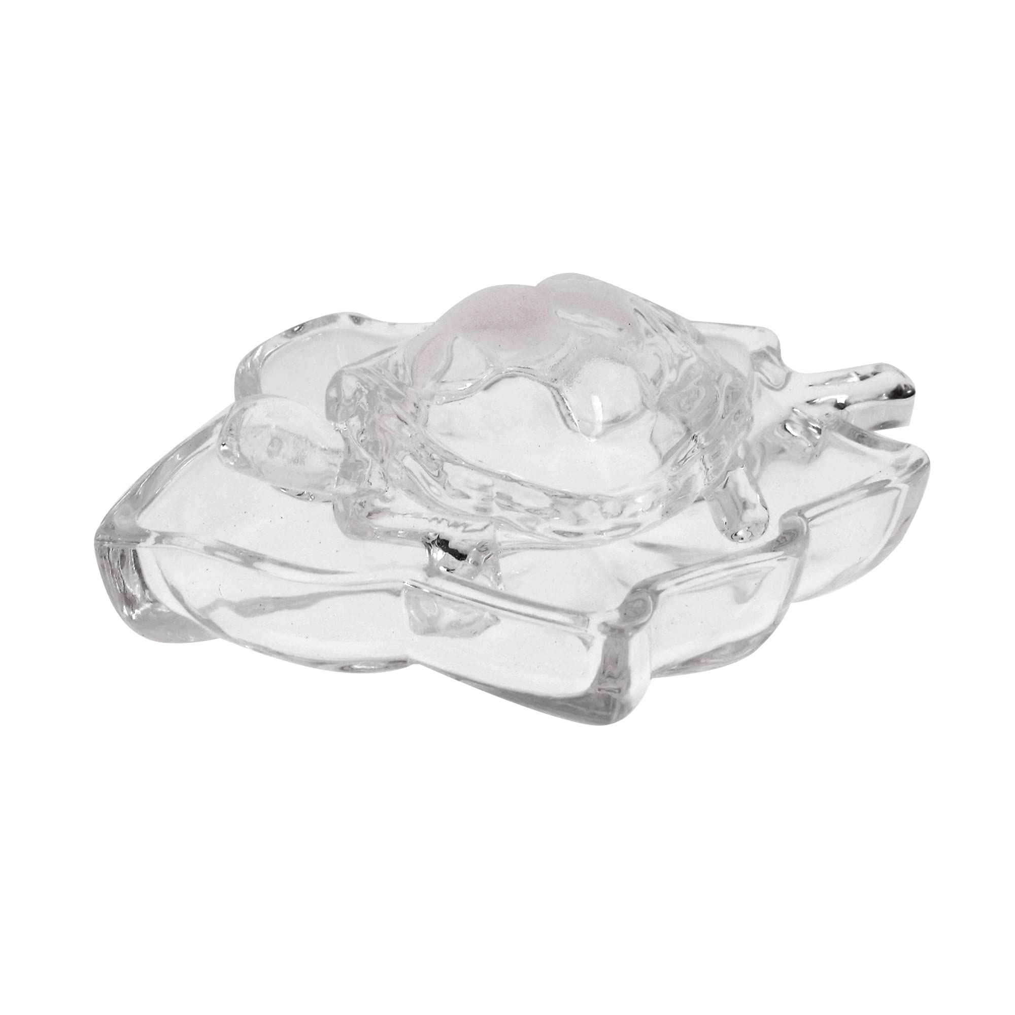 JAIPUR ACE Crystal Tortoise Glass Kachua with Beautiful Bowl Plate Fengshui Vastu Set for Good Luck Feng Shui Turtle Best Gift Office Showcase Showpiece & Home Decor (Leaf Plate)