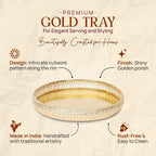 Design Decor Gallery Round German Gold Plated Metal Tray|Round Decorative Tray| Gift Décor Plate| Diwali |Anniversary |House Warming, Birthday, Wedding(Pack of 1) Size: 6x6 Inches,with Gift Box