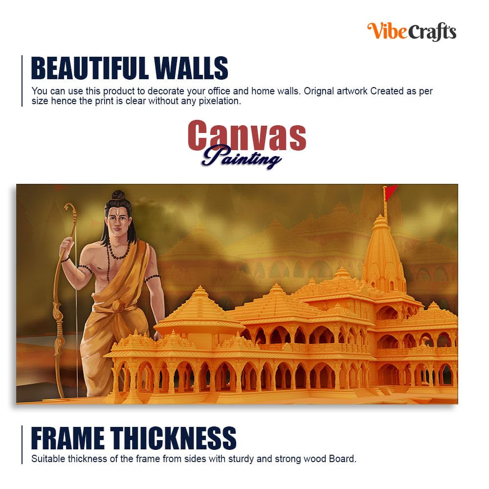 VIBECRAFTS Canvas Paintings for Living Room Drawing Room Hindus Canvas Wall Painting Fitted With Wooden Frame For Home | Office | Living Room | Gift (PTVCH_2828)