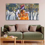 VIBECRAFTS Canvas Paintings for Living Room Drawing Room Radha Krishna Canvas Wall Painting Fitted With Wooden Frame For Home | Office | Living Room | Gifts (PTVCH_2513N)