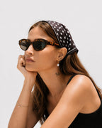 Grey Exim Women’s Coffee & Cream Polka Dot Polyester Crepe Scarf, 50x50 cm Square Bandana, Hair & Neck Scarf