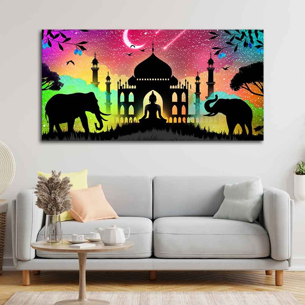 VIBECRAFTS Canvas Paintings for Living Room Drawing Room Vector Illustration Art Canvas Wall Painting Fitted With Wooden Frame For Home | Office | Living Room | Gifts (PTVCH_2537)