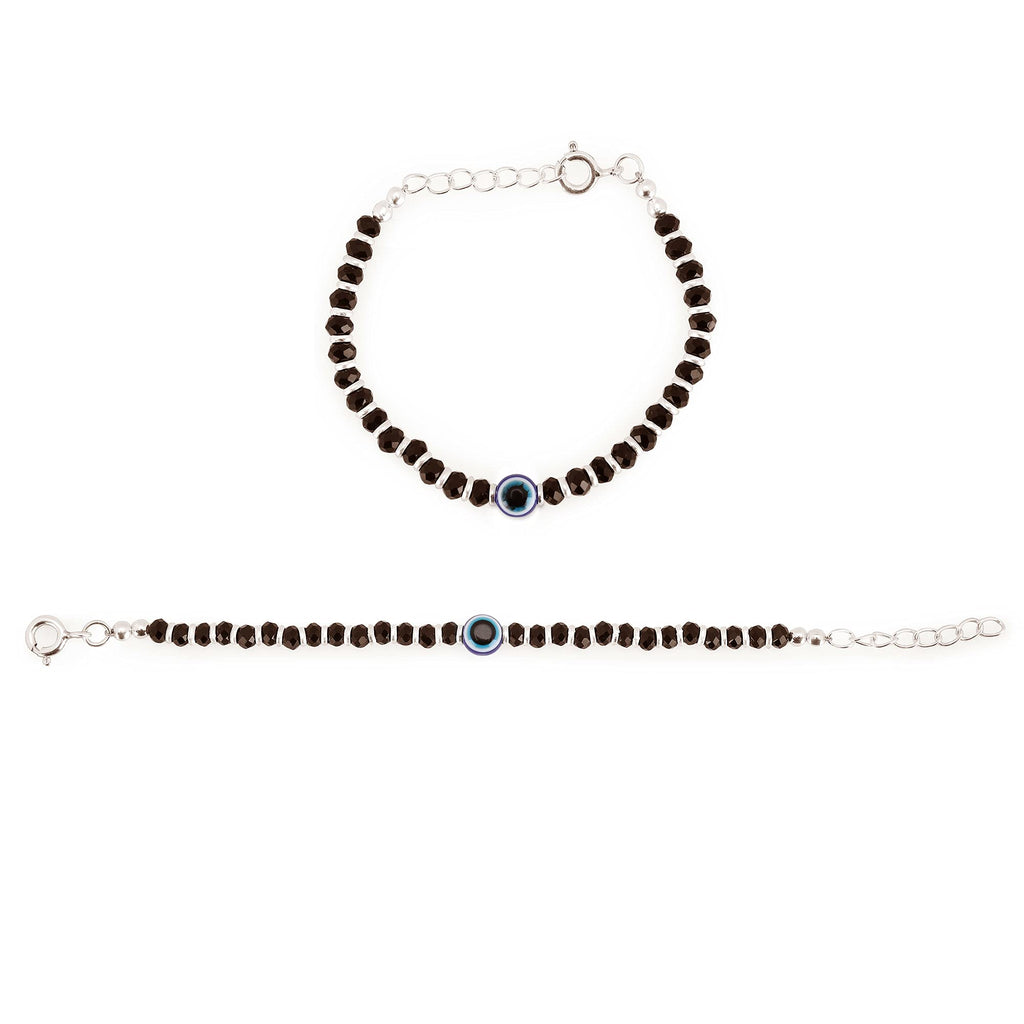 Osasbazaar Sterling Silver Nazariya Kadli Bracelet with Evil Eye for Boys Girls Children Baby (Black) - 90%-92.5% Pure BIS Hallmarked