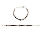 Osasbazaar Sterling Silver Nazariya Kadli Bracelet with Evil Eye for Boys Girls Children Baby (Black) - 90%-92.5% Pure BIS Hallmarked