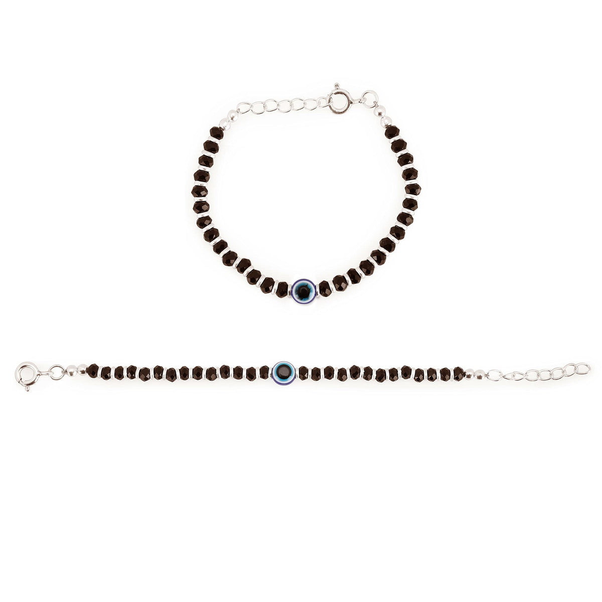 Osasbazaar Sterling Silver Nazariya Kadli Bracelet with Evil Eye for Boys Girls Children Baby (Black) - 90%-92.5% Pure BIS Hallmarked
