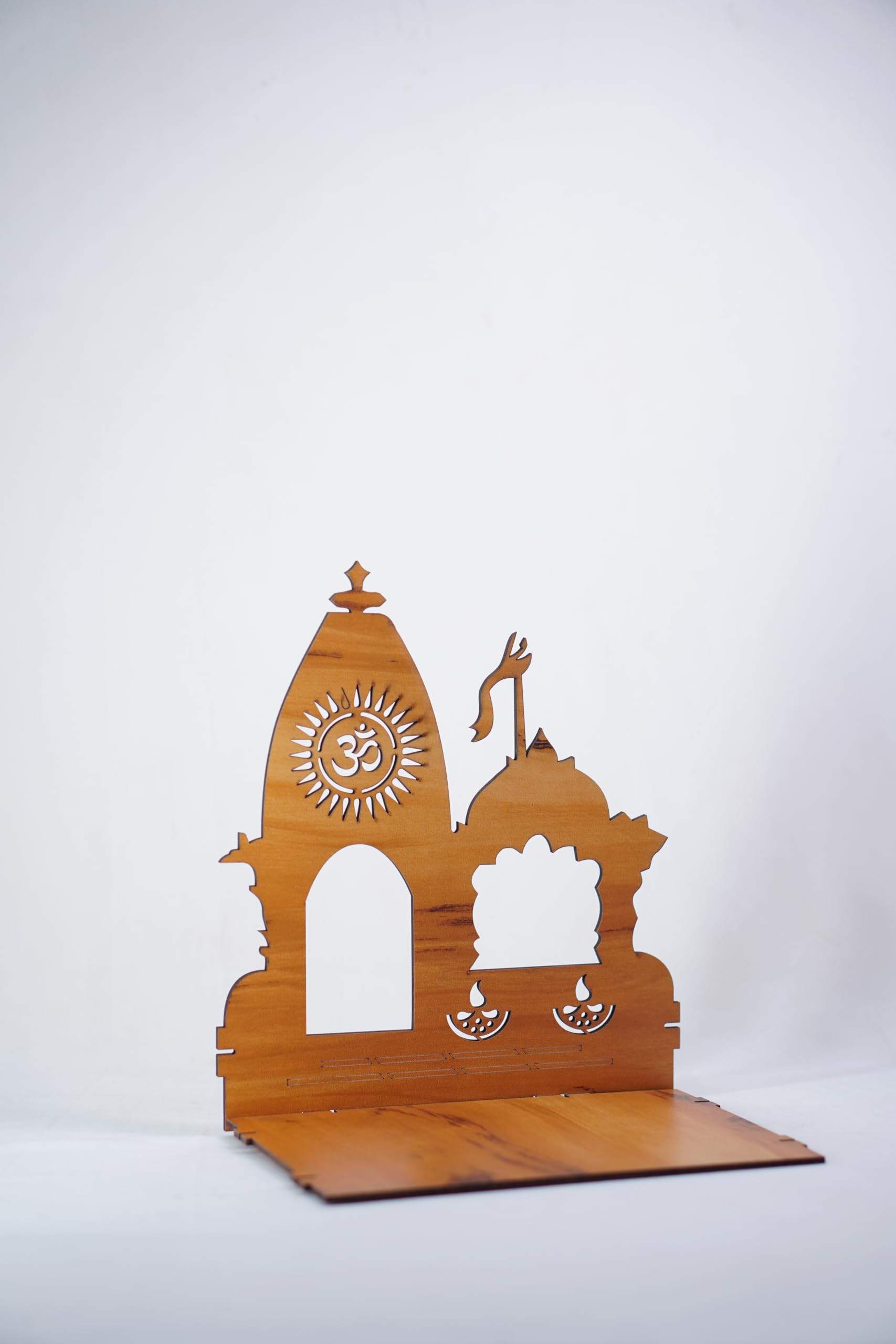 EXPRO Wooden Wall Mounted Pooja Mandir for Home & Office, Wooden Temple for Home Decor Hanging Pooja Stand for Idols | Height: 5 | DIY (Do-It-Yourself) (Height 5 | OM Design-2)