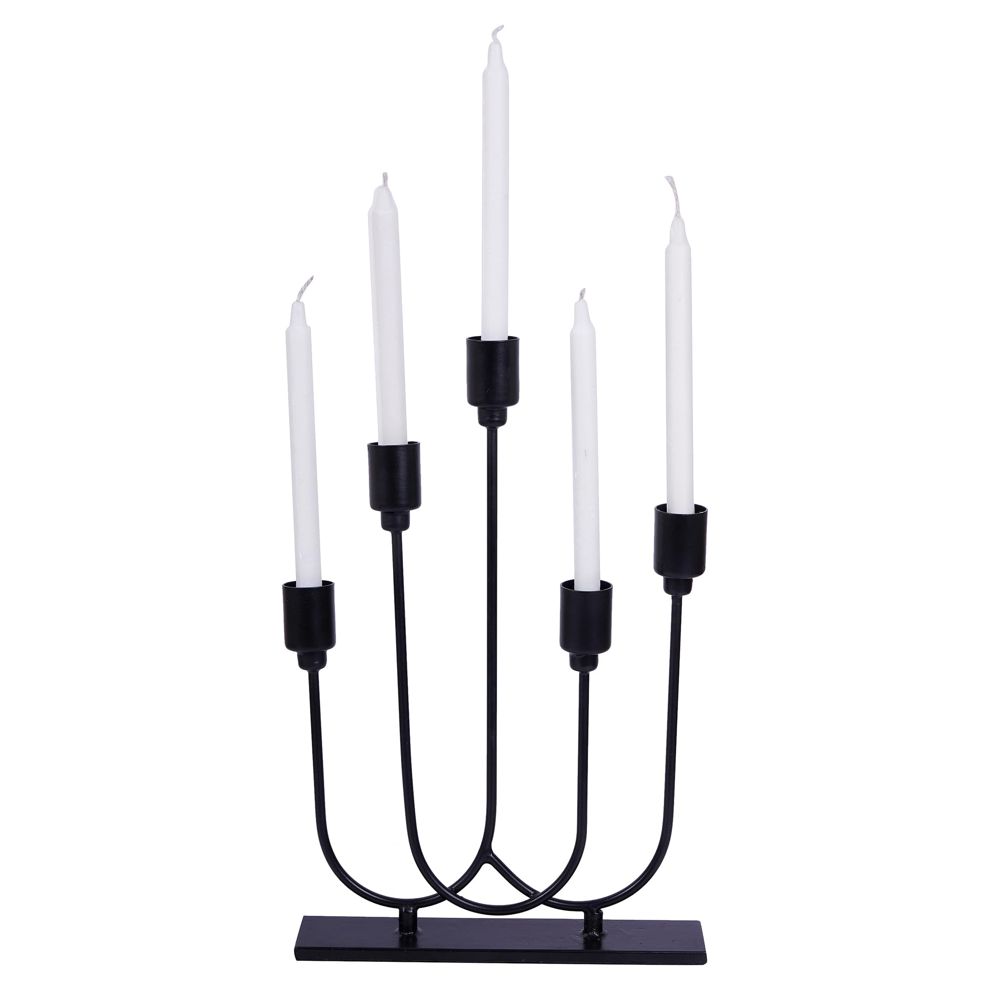 TIED RIBBONS Candle Holder Candlestick Holder Pillar Candle Stand for Home Decoration Dinner Table 5 Arms (Iron, 29.2 cm x 20.3 cm) - Decorations Items for Home Office Gifts Item