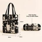 Kalankit Classic Tote Bag For Women | Canvas Printed Totes For Women | Aesthetic Shoulder College Bag For Girls | Vegan Leather | Lightweight Everyday Handbag | Gift for Woman | Silent Poetry