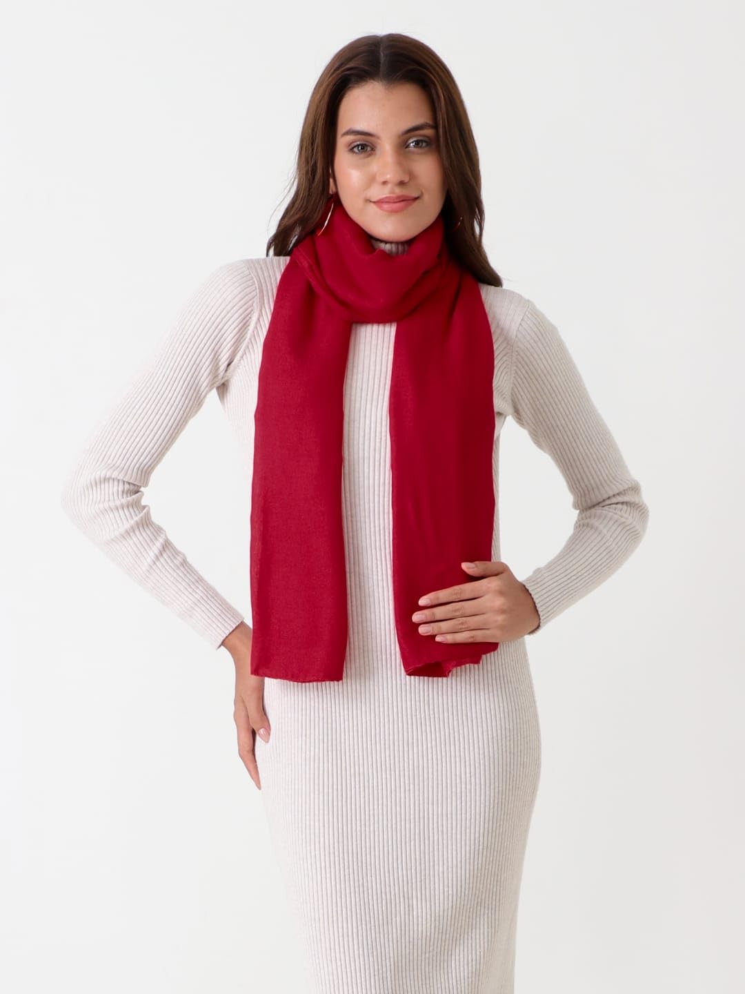 Beau Design Scarf, Lightweight Shawl Wrap for Women, Multiple Colours Available (Red)