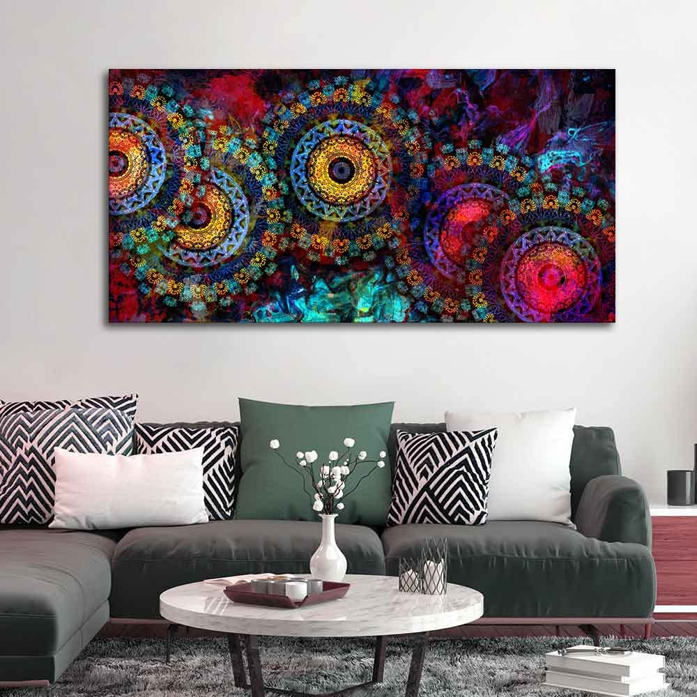 VIBECRAFTS Homcraft Canvas Paintings for Living Room Drawing Room Mandala Art Dark Eyes Canvas Wall Painting Fitted With Wooden Frame For Home | Office | Living Room | Gifts (PTVCH_2518)