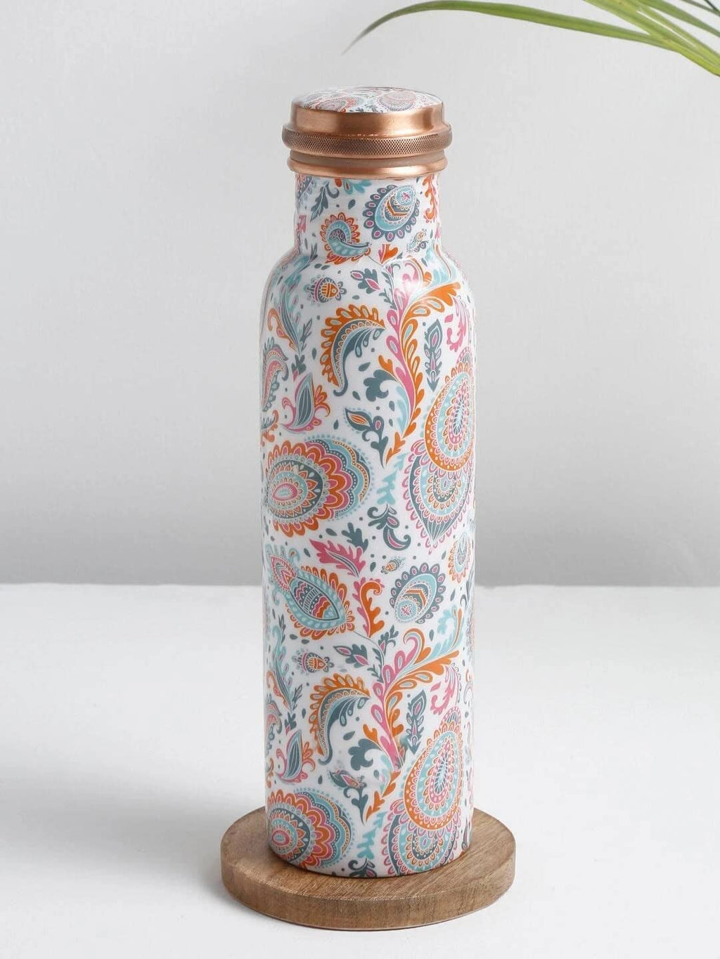 KC Pure Copper Designer Water Bottle | Leak Proof Protection | Ayurveda and Yoga Health Benefits (1000ml, Meena Pink Design, Pack of 1)