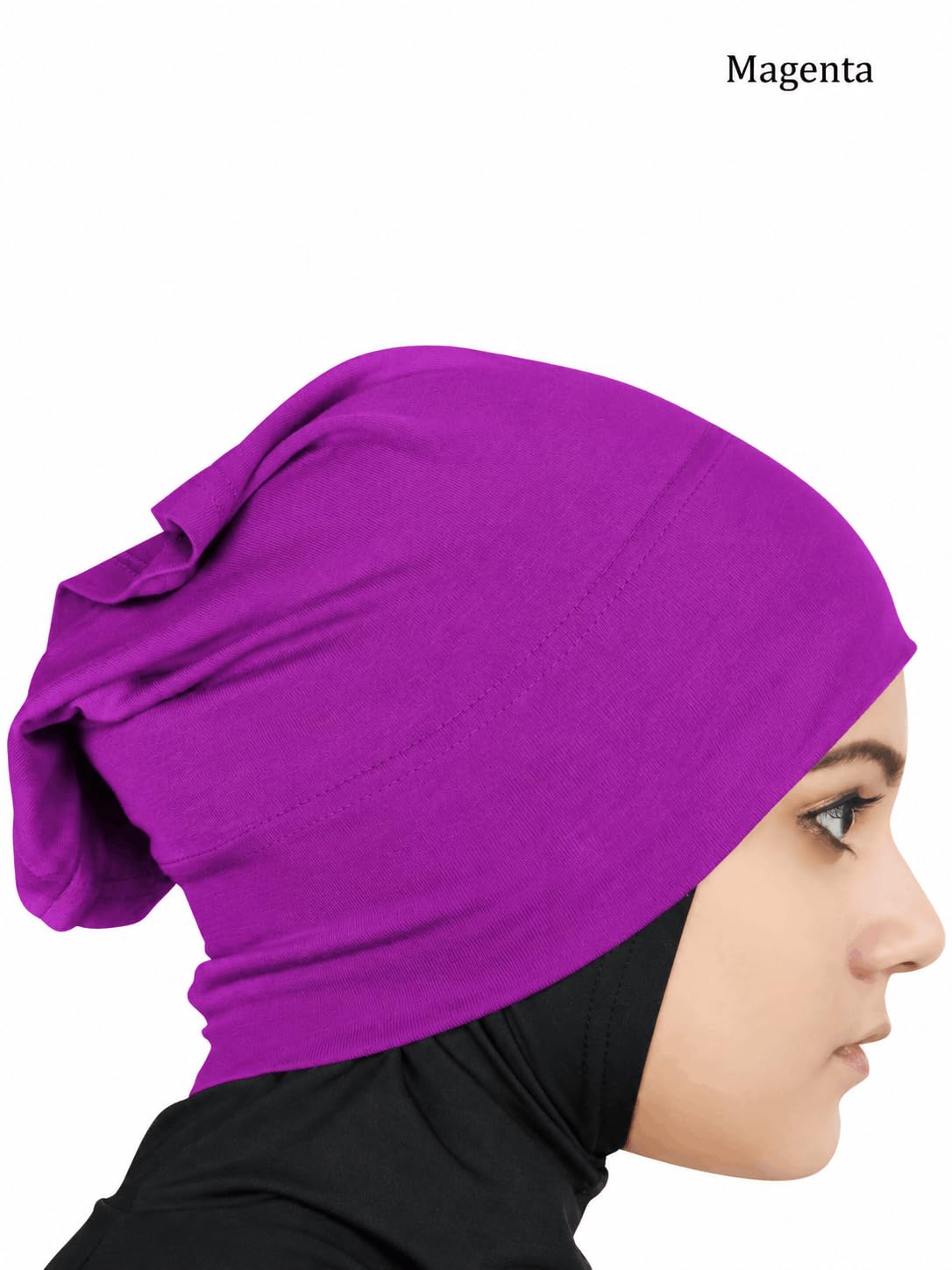 MyBatua Women's 2-Piece Al-Amira Hijab with Under Female Scarf/Cap/Bonnet in Soft Viscose Jersey, Ready to Wear HJ-129 (Magenta), Pink
