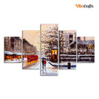 VIBECRAFTS Street View of London Five Pieces Canvas Wall Painting For Home|Office|Living Room|Gift (PTVC5Pcs1_5515)