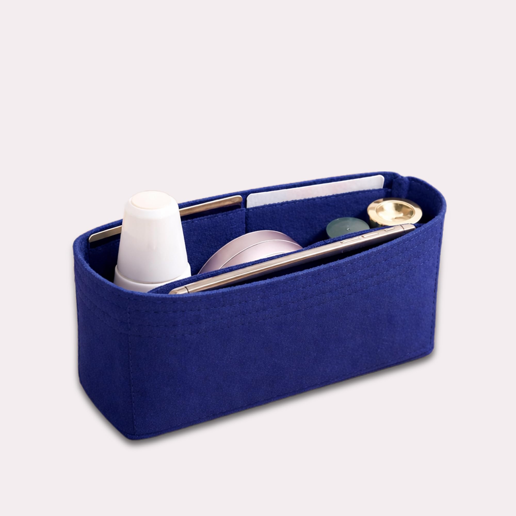 SYUTAM Women Felt Fabric Purse Organizer Inserts for Ladies Shoulder Handbag, Tote, Hobo Bag & Purse Divider, Multiple Storage Compartment (Blue) (11x2.2x6) (Size - Medium MG)