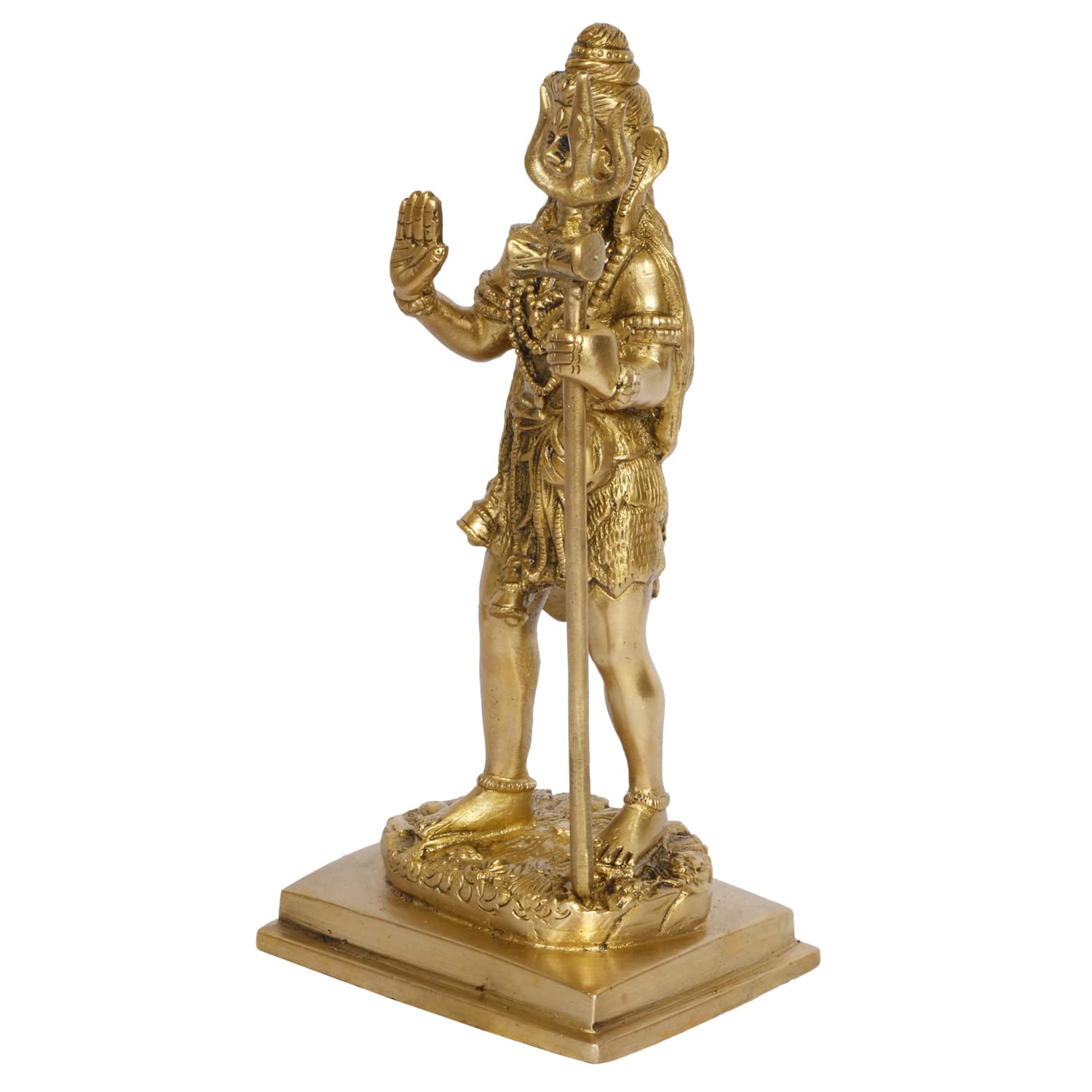 Svarup Brass Shiva Bhagwan Statue Murti Standing with Trishul for Home Decor Pooja Room Shivji Idol Showpiece Height 8 Inch Weight 1.6 Kg Color Gold