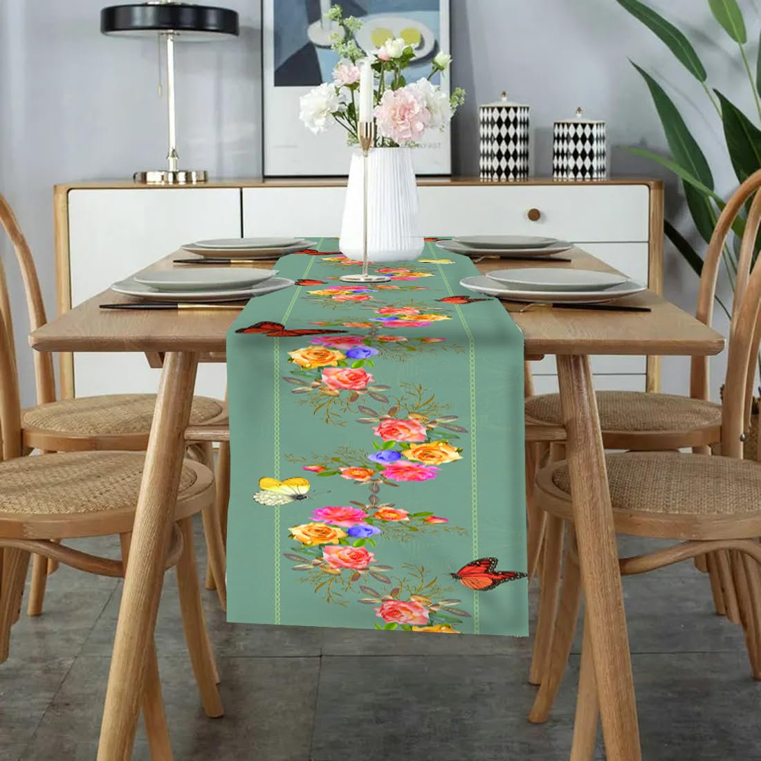 Furnishya Table Runner for 8 Seater Dining Table - Modern Decorative & Washable Runner for Dining | 13 X 86 Kafalo