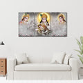 VIBECRAFTS 3 Pieces Beautiful Radha Krishna Canvas Wall Painting Fitted With Wooden Frame For Home | Office | Living Room | Gifts (PTVC3Pcs3_11501)