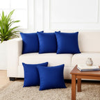STITCHNEST Quilted Velvet Cushion Covers Set of 5 | Soft Blue | 24x24 Inches | Premium Sofa & Living Room Décor