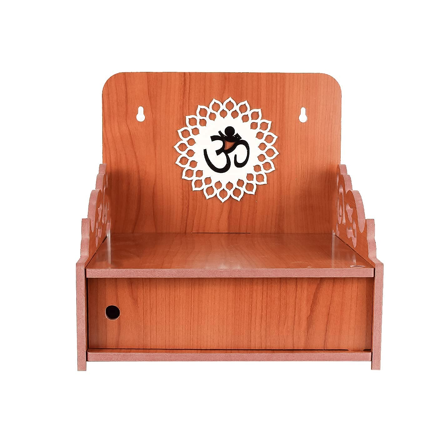 CIBZ Wooden Wall Mounted Hanging Puja Temple Wood God Stand for Pooja Room Mandir Devghar Stand Temple Home Temple Puja Mandir (ORANGR)