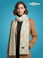 Pick Ur Needs Premium Winter Woolen Scarf for Women Designer Checkered Warm Muffler Soft, Stylish & Cozy Cold Weather Wrap (Cream)