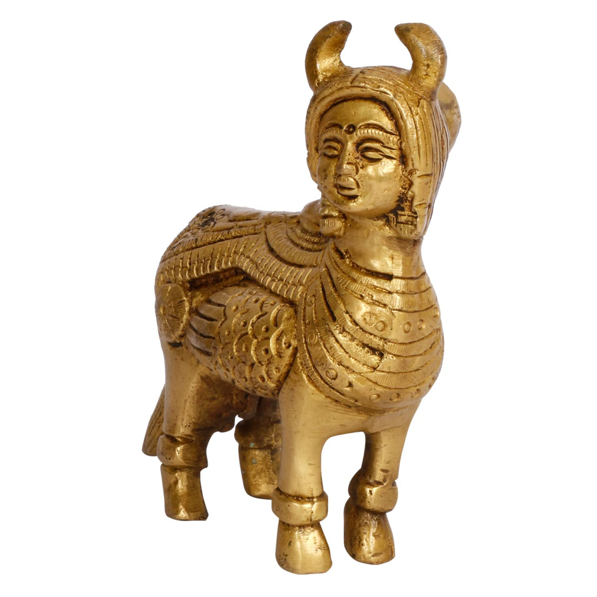 ARTVARKO Brass Kamdhenu Cow Statue for Religious Pooja and Home Decoration Showpiece Décor Office Temple Items 4 Inches