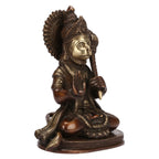 ARTVARKO Lord Hanuman Ji Murti Bajrangbali Antique Brass with Gada Bhagwan Statue Showpiece for Pooja Gift Living Room Decoration Home Décor 8 Inches