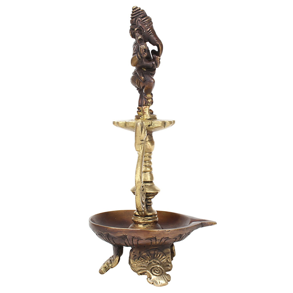 Artvarko Brass Metal Ganesh Statue God Ganpati Idol Oil Lamp Diya Handmade Home Decor for Puja Decorative Diwali Deepak Weeding Gift Mandir