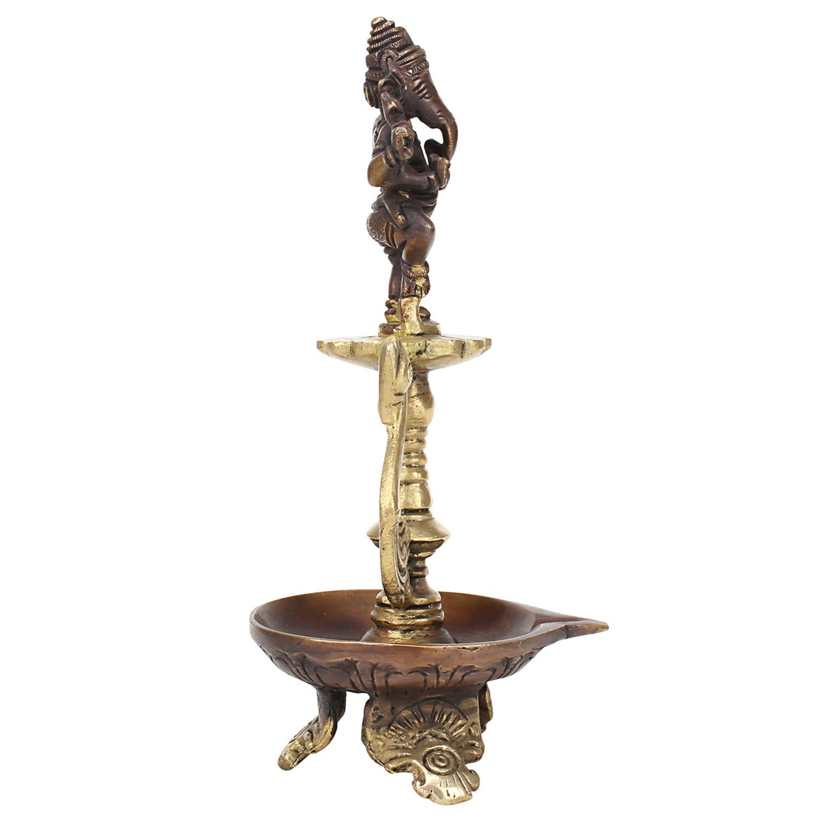 Artvarko Brass Metal Ganesh Statue God Ganpati Idol Oil Lamp Diya Handmade Home Decor for Puja Decorative Diwali Deepak Weeding Gift Mandir