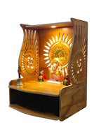PIXELCRAFTS Wooden Temple Puja Mandir Art and Crafts Temple for Home, Shop, Office with LED SPOT Light (Size – H 15.5X L 11.5 x W 11 inch) (COACHWOODUNIQUE)