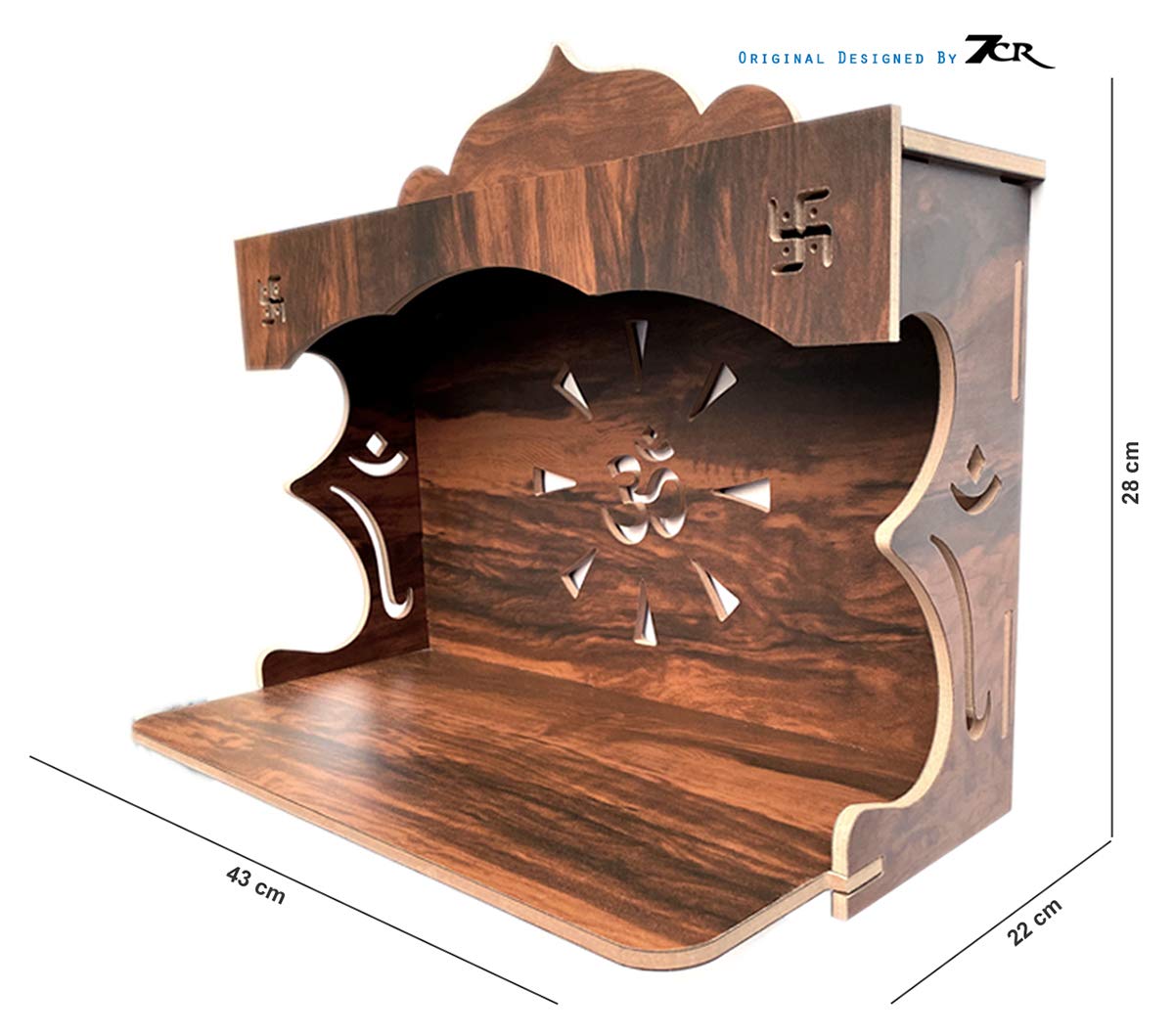 7CR Wood Art and Craft Temple (Brown_28 x 43 x 22 cm)
