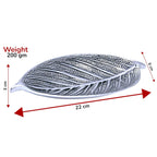 KridayKraft Hand Crafted Metal Leaf Shape Silver Plated Tray Perfect for Home Centre Table Serving Dry Fruits (Silver, Pack of 1)