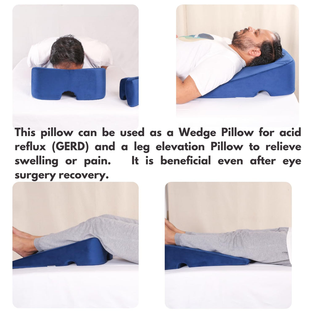 FOVERA Wedge Pillow for Bed – Triangle Back Support Wedge Cushion | 2 Years Warranty | Orthopedic Incline Pillow for Acid Reflux, GERD, Snoring, Pregnancy & Leg Elevation (Dark Grey, 18x17.5x11 Inch)