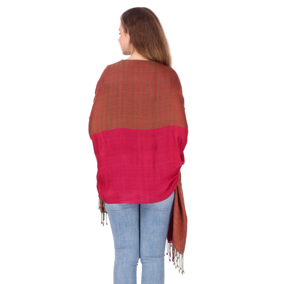 FWC Fill With Colours Female Stole/Scarf For Girl/Ladies Colour- Red & Brown Soft Viscose Cotton Blend Ethnic Pattern Scarves Pack Of 1 ST-39