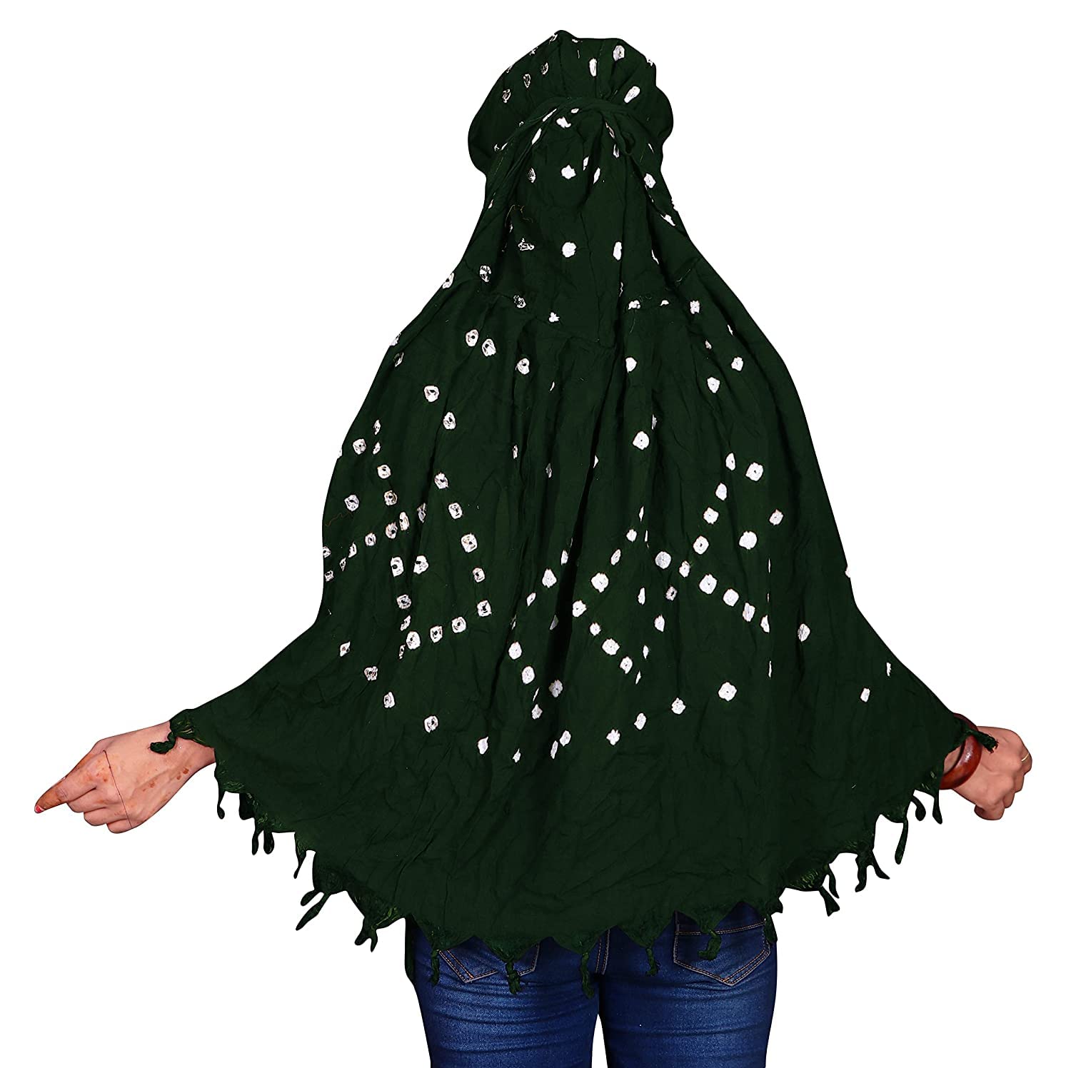 HETVIN Cotton Long Scarf Cum Mask Scarves Usable for Vehicle Driver | White Printed Design Fabric | Universal Size | Soft & Breathable Sun Protection | For Girl & Women (Green)
