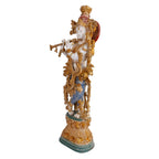SVARUP Brass Krishna Bhagwan Statue with Flute Multicolor Marble Finish Height 29 Inch