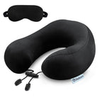 OYOSONABYMY Inflatable Travel Pillow, 2 PCS Inflatable Neck Pillow for Travel with Eye Mask Earplugs and Organiser Pouch, Blow up Neck Pillow for Airplane Trains Car and Office