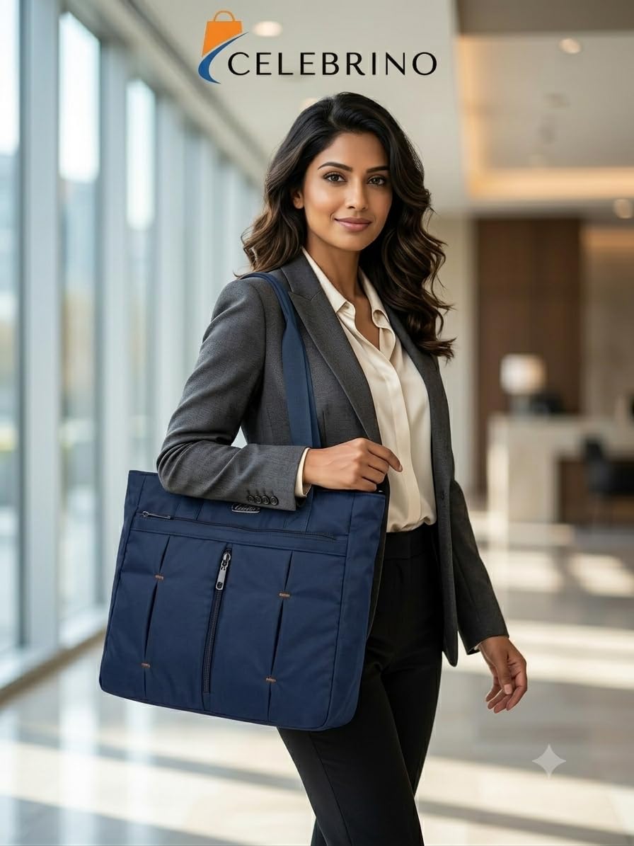 CELEBRINO Spacious Tote Handbag for Women | Nylon Hand Bags with Multiple Zip Compartments | Waterproof Large Shoulder Bag for Office, College, Travel & Shopping | Multi Pocket Zipper Handbags