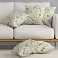 HUESLAND Premium Cotton Cushion Cover 12 inch x 12 inch | Decorative Square Throw Pillow Covers Set for Sofa, Living Room & Bedroom | Set of 5 | Green Leaf Floral