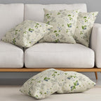 HUESLAND Premium Cotton Cushion Cover 12 inch x 12 inch | Decorative Square Throw Pillow Covers Set for Sofa, Living Room & Bedroom | Set of 5 | Green Leaf Floral