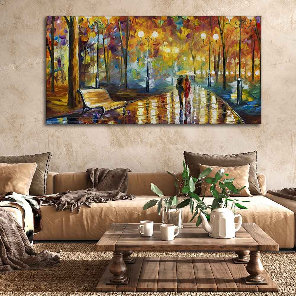 VIBECRAFTS Homcraft Canvas Paintings for Living Room Drawing Room Rain's Rustle Canvas Wall Painting Fitted With Wooden Frame For Home | Office | Living Room | Gifts (PTVCH_2534N)